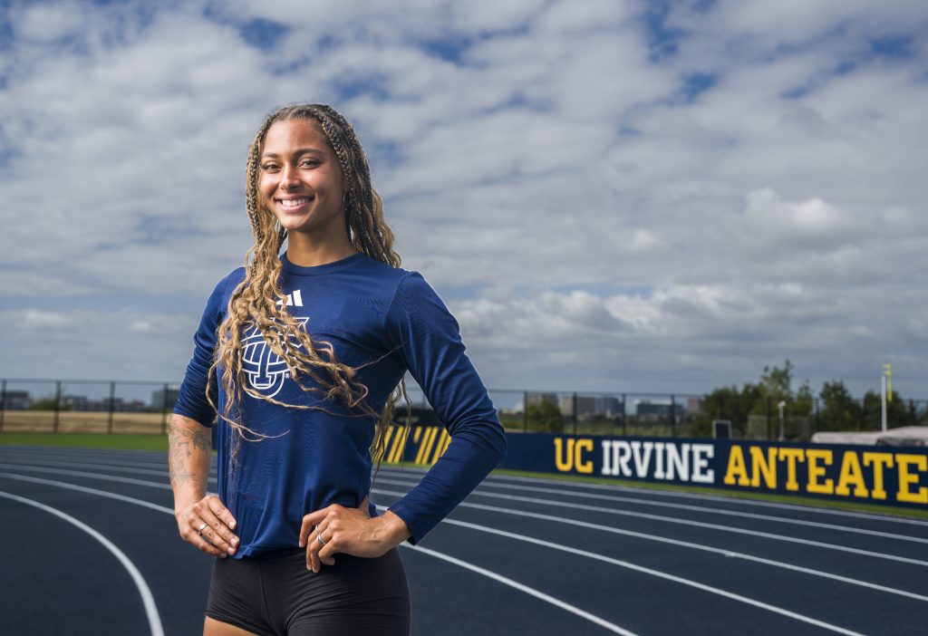 Double duty: Jolie Robinson thrives as parent, heptathlete at UC Irvine