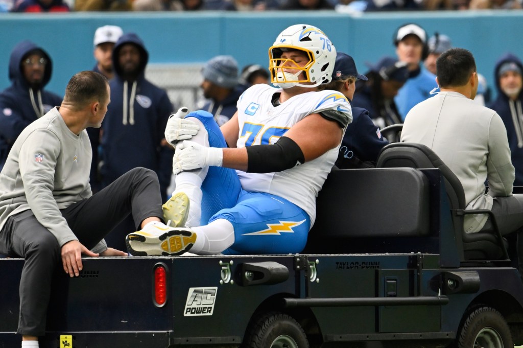 Chargers tackle Joe Alt carted from field because of ankle injury – San Bernardino Sun